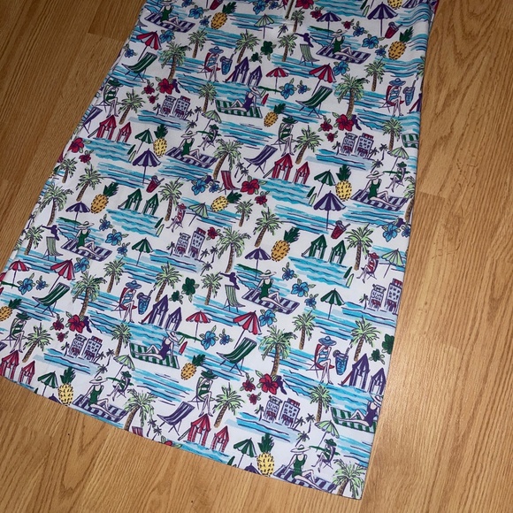 NWT Cappagallo Sleeveless Aqua Beach Print Collared Quarter Zip Dress Size Small - Picture 2 of 6